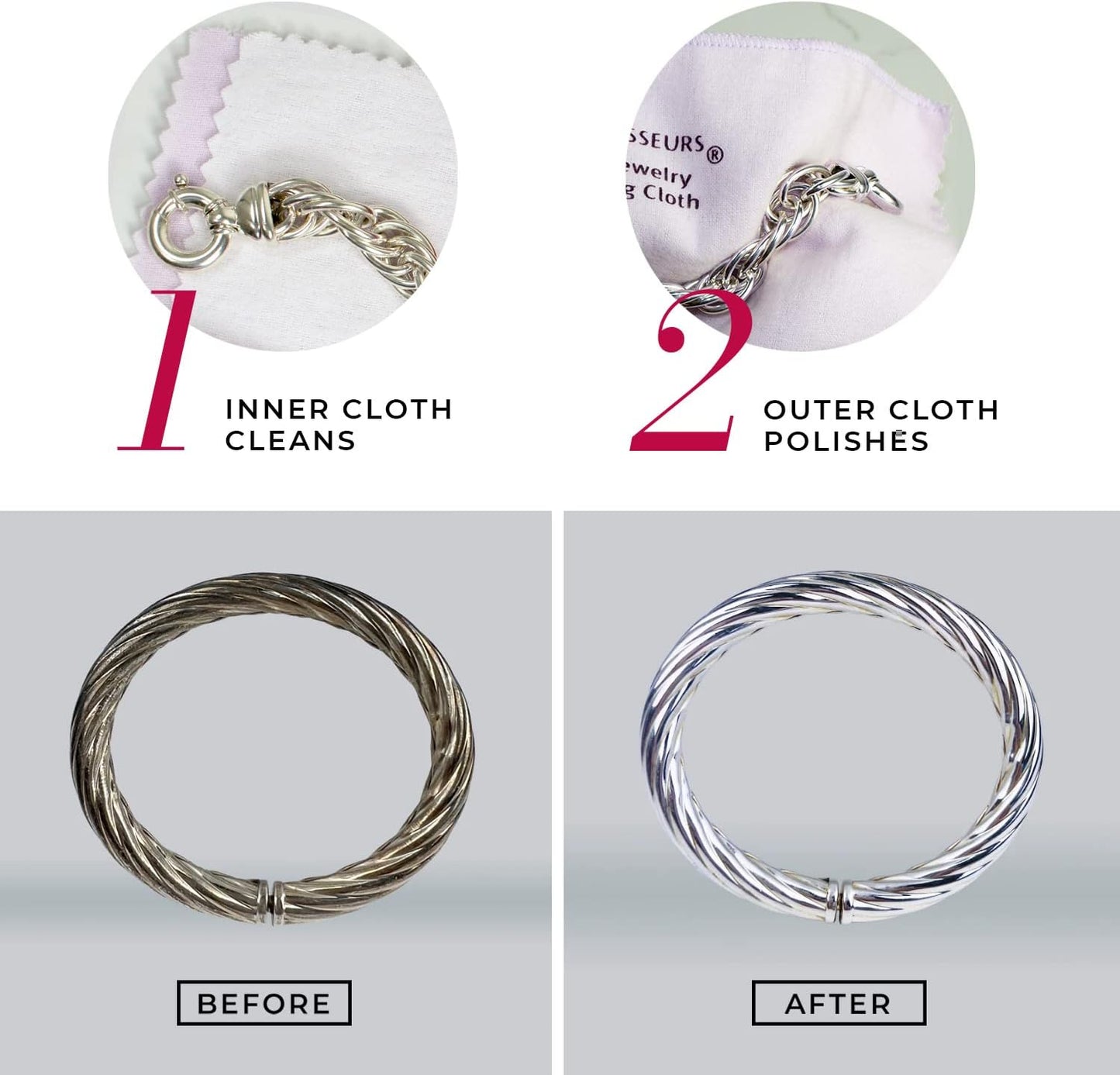 CONNOISSEURS Premium Edition Extra Large Polishing Cloth for Silver Jewelry - Ultrasoft Fabric with Anti-Tarnish Formula - 14x14 Inches