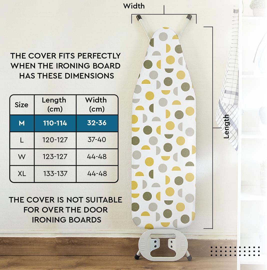 Encasa XO Ironing Board Cover and Pad 42"x14" - Thick 3mm Felt Padding, Drawstring Tightening & Lock, Easy Fit, Scorch & Stain Resistant, Fits Medium Ironing Board - Aztec
