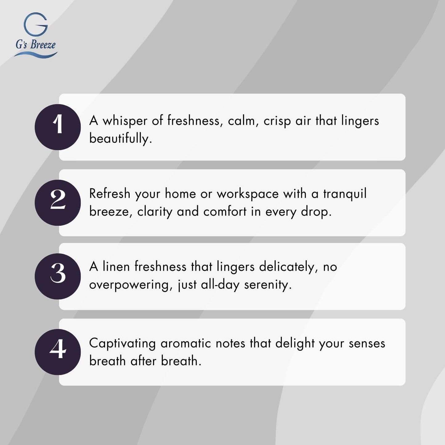 G's Breeze Linen Diffuser Oil Refill - Crisp, Clean Fragrance with Cotton & Floral Notes - Inviting & Fresh Scent for Any Space – Ideal for Home & Office – Long-Lasting Freshness Aroma - 60 ML