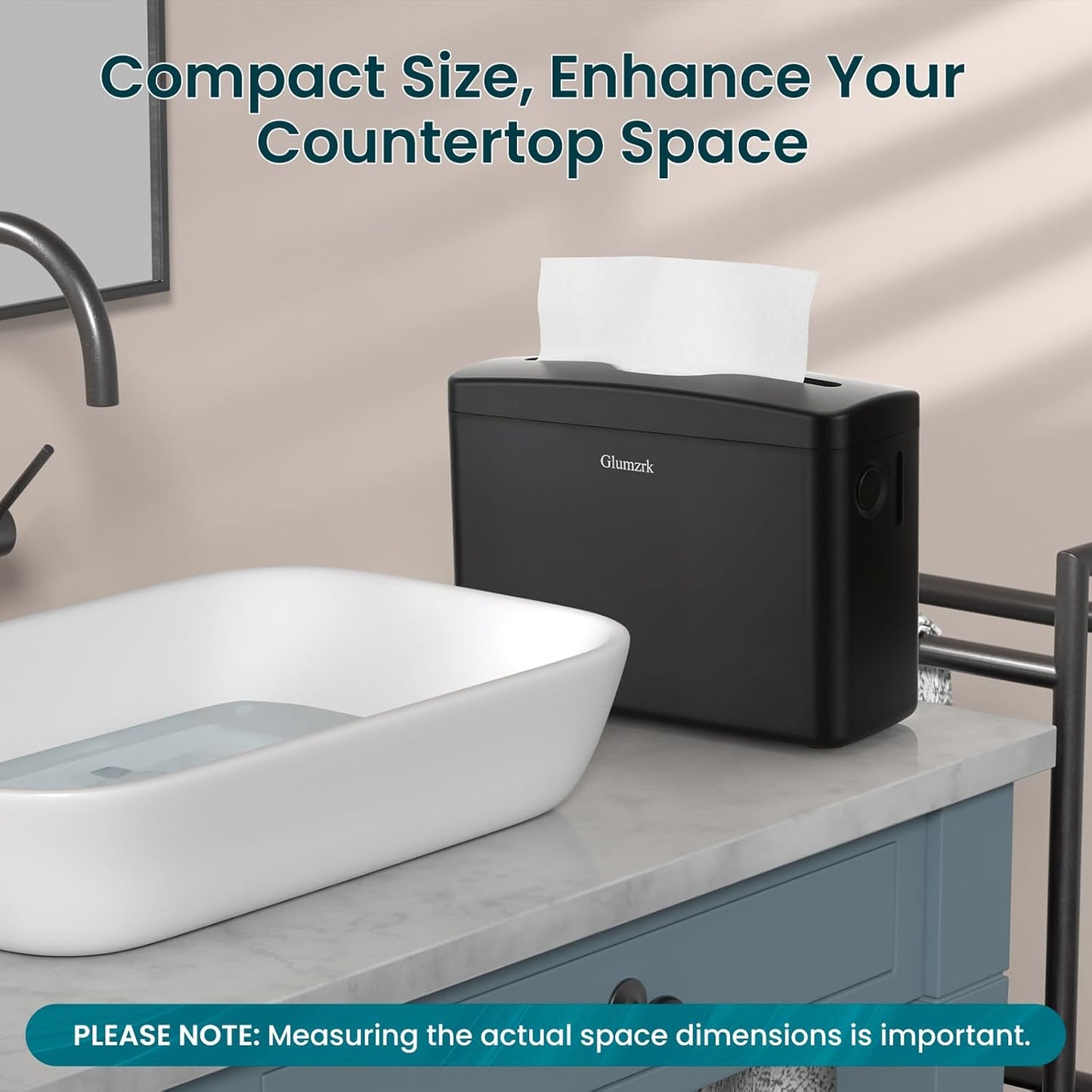 Paper Towel Dispenser Countertop, Compact Trifold Multifold Z Fold Hand Towel Holder Commercial Bathroom Paper Towels Dispenser for Home Kitchen Toilet, Black