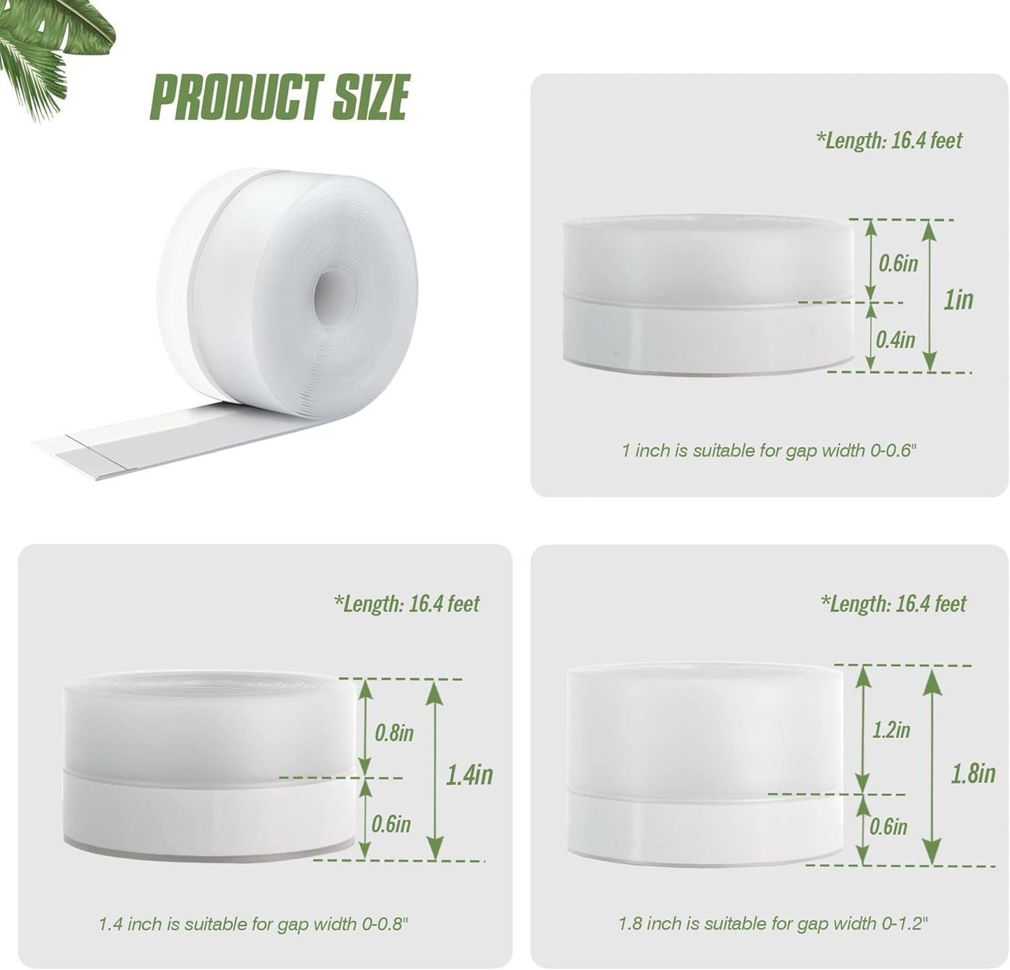 Silicone Weather Stripping Door Seal Strip, 16.4 Feet Self Adhesive Sealing Sticker Sealing Tape for Door Draft Stopper Adhesive for Doors Windows Shower Glass Gaps (Transparent, Width 35mm)