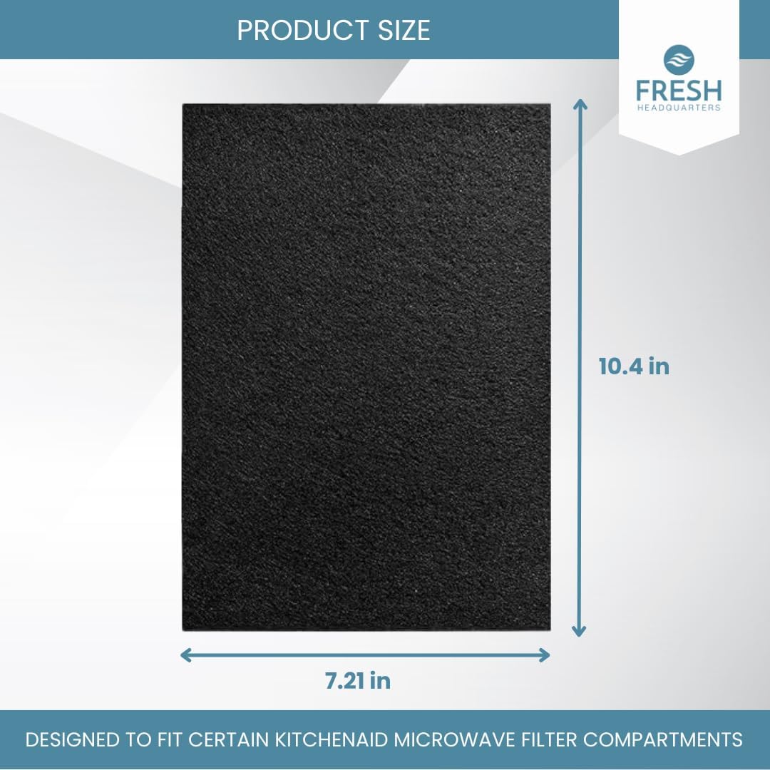 2-Pack Activated Carbon Charcoal Microwave Hood Filters - Pre-Cut 10" x 7.21" Microwave Hood Filters - Compatible w/Whirlpool WML55011 & KitchenAid Low‑Profile Models, Made in USA
