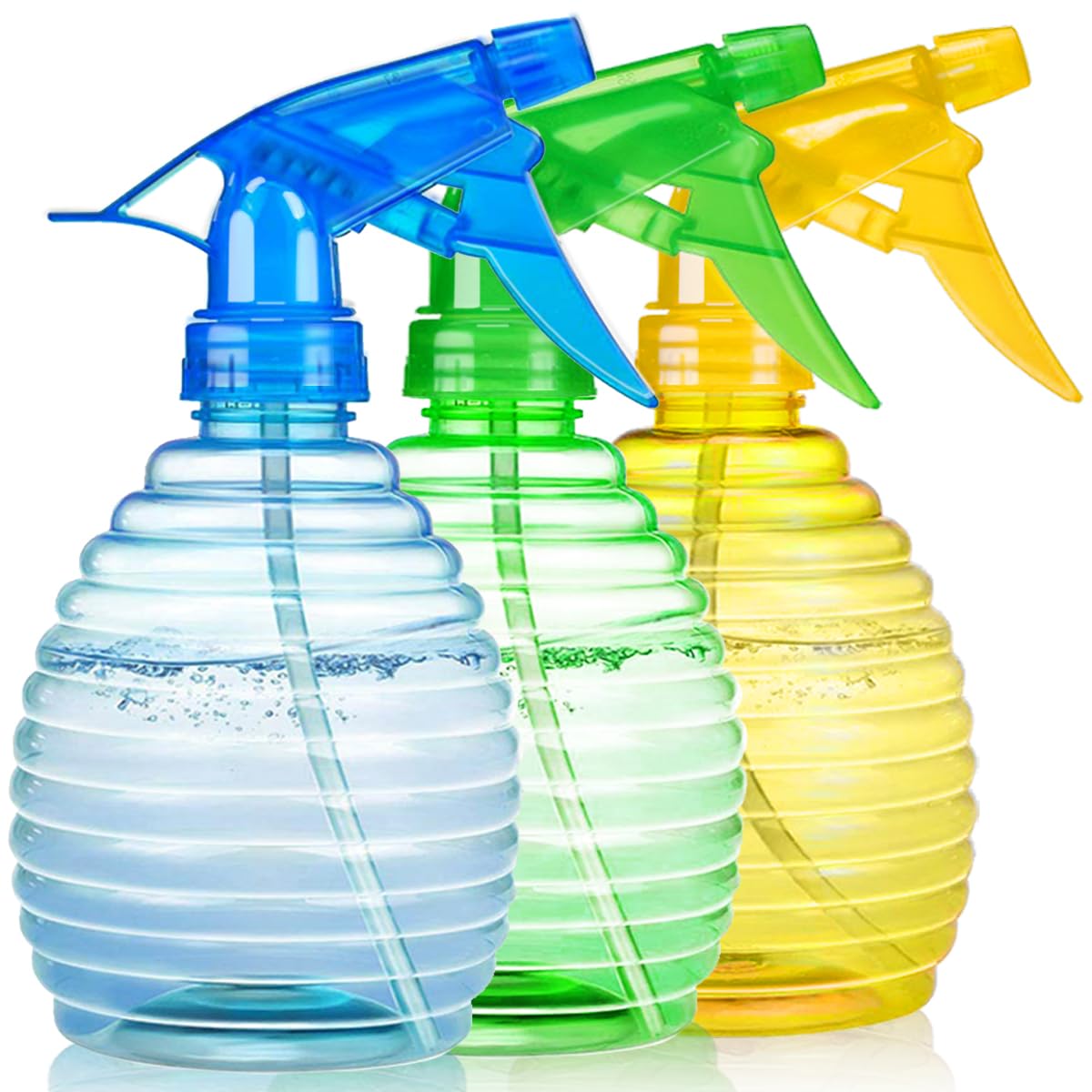 Spray Bottles - 3 Pack, 16 oz - Mist/Stream, Bright Colors, Sturdy, Leak Proof, BPA Free, For Cleaning, Plants, Pet, Vinegar, BBQ, Hair, Cooking - Perfect Size, Easy to Use. With Labels, Funnel