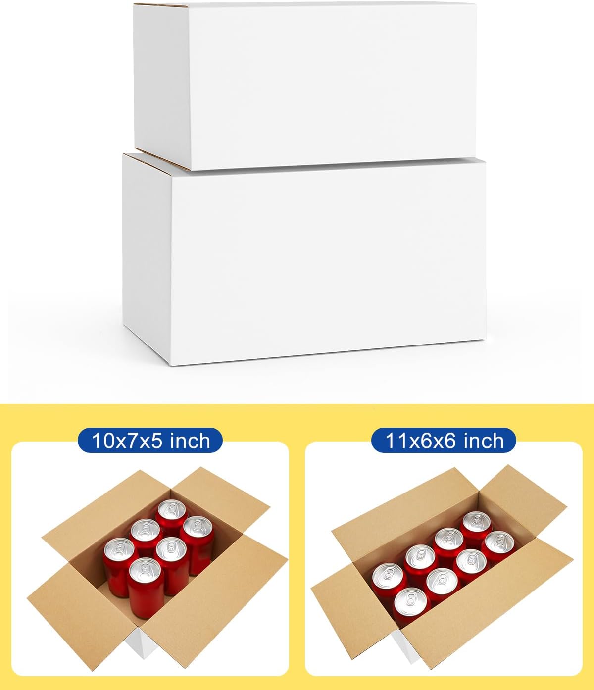 Assorted-Sizes-Shipping-Boxes-40-Pack: 10x7x5 & 11x6x6 Small-Shipping-Boxes-Mailers, White Corrugated-Cardboard-Boxes-for-Packing-Small-Business Mailing