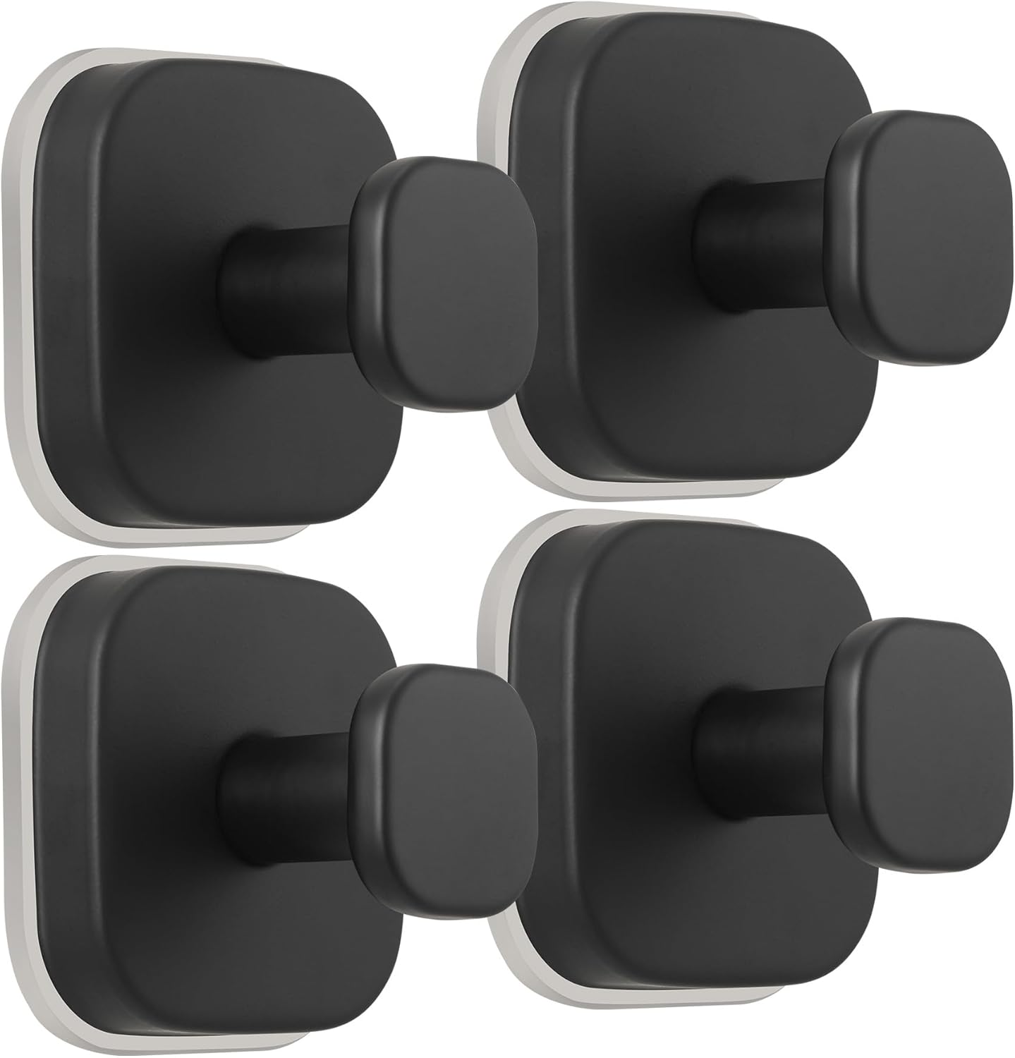 Suction Cup Hooks for Shower - Reusable No-Drill Mounting - Hooks for Towels, Robes & Loofah on Metal, Glass, Mirrors, Tile & Smooth Non-Porous Surfaces (4, Matte Black)