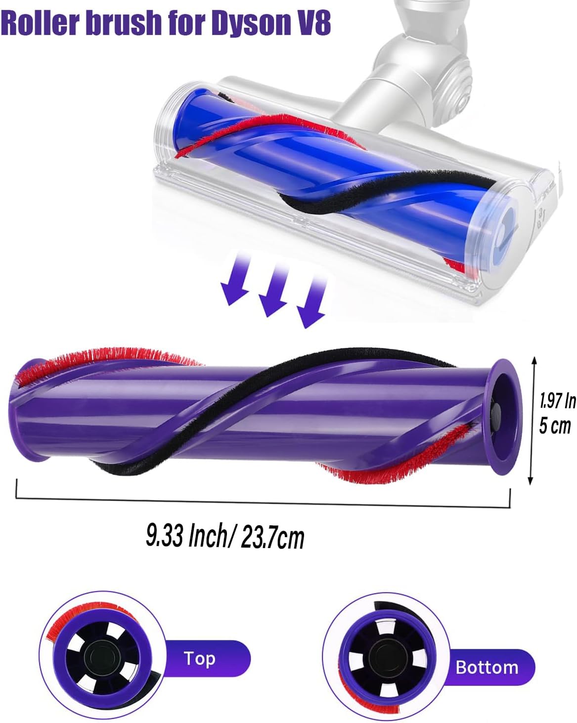 V8 Replacement Parts for Dyson V8 Animal Cordless Vacuum Roller Brush Accessories, V8 Absolute Motor Head Roller Brush Replacement Attachments, Part No.967485-01