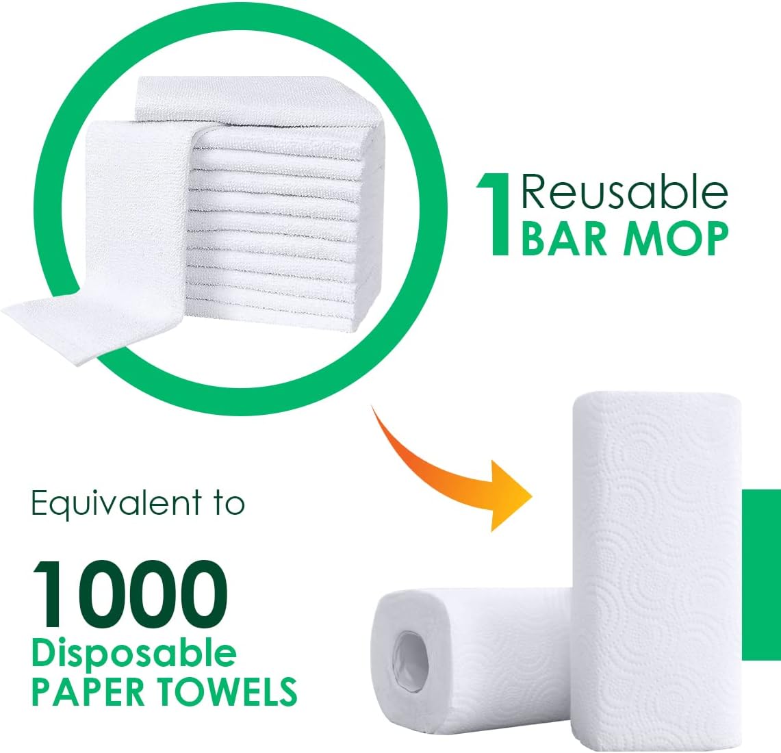 Avalon Towels Terry Bar Mop Towels (Value Pack of 36) Size 14"x17" – Absorbent and Durable, Multipurpose Cleaning Rags, Cotton Cleaning Cloths, Terry Cloth Rags, Reusable Shop Rag (White)