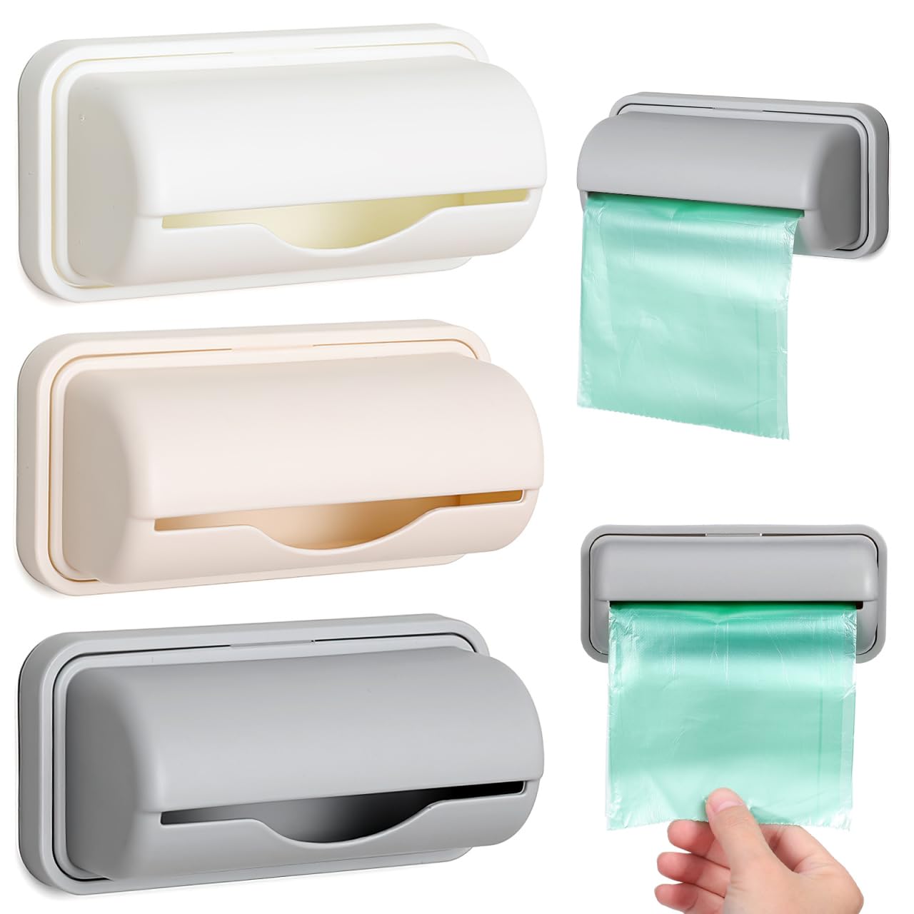 Cabilock 3Pcs Wall-Mounted Trash Bag Storage Box Adhesive Garbage Bag Containers with Easy for Kitchen and Bathroom Organization