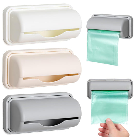 Cabilock 3Pcs Wall-Mounted Trash Bag Storage Box Adhesive Garbage Bag Containers with Easy for Kitchen and Bathroom Organization