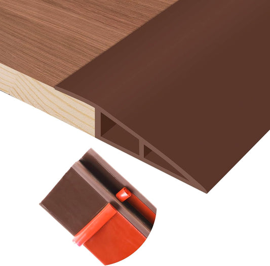 Floor Transition Strip Self Adhesive Vinyl Door Threshold for Doorways Carpet Edging Trim Overlap Edge Reducer for Laminate Floor, Carpet, Tile (Brown, 3/5" to 4/5", 3.3Ft)