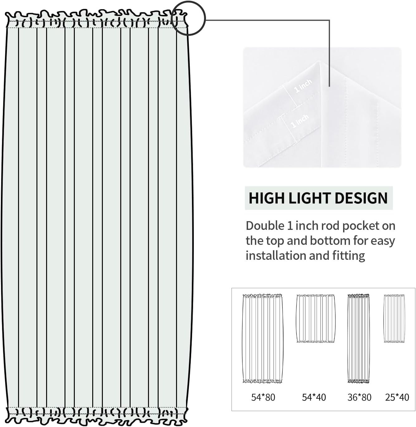 DWCN French Door Curtains – Rod Pocket Thermal Curtain for Doors with Glass Window, Kitchen and Patio Doors for Privacy, 36 X 80 Inches Long, 1 Curtain Panel with Tieback, Pure White