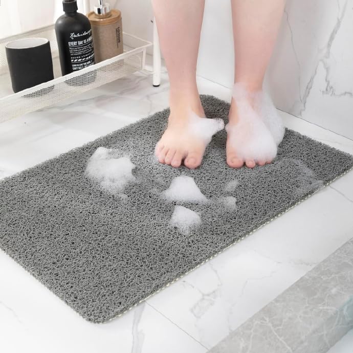 Non-Slip Bathtub Mat, Anti Slip Shower Mat, Fast Drying Bathtub Mats, Foot Scrubber Mat, Anti Slip Mat for Tub, Floor, Bathroom, Kitchen, Home, Hotel (Grey 40"×28")