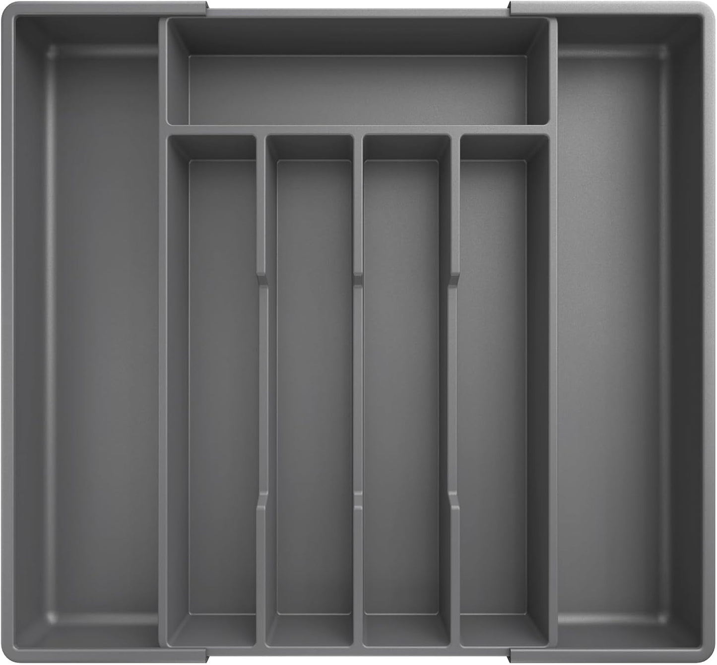 Kitsure Silverware Organizer for Drawers - Expandable Cutlery and Utensil Drawer Organizer with Easy Maintenance, Premium PP Kitchen Organizers and Storage for Flatware, Grey, 13.2" x 12.2" x 1.6"