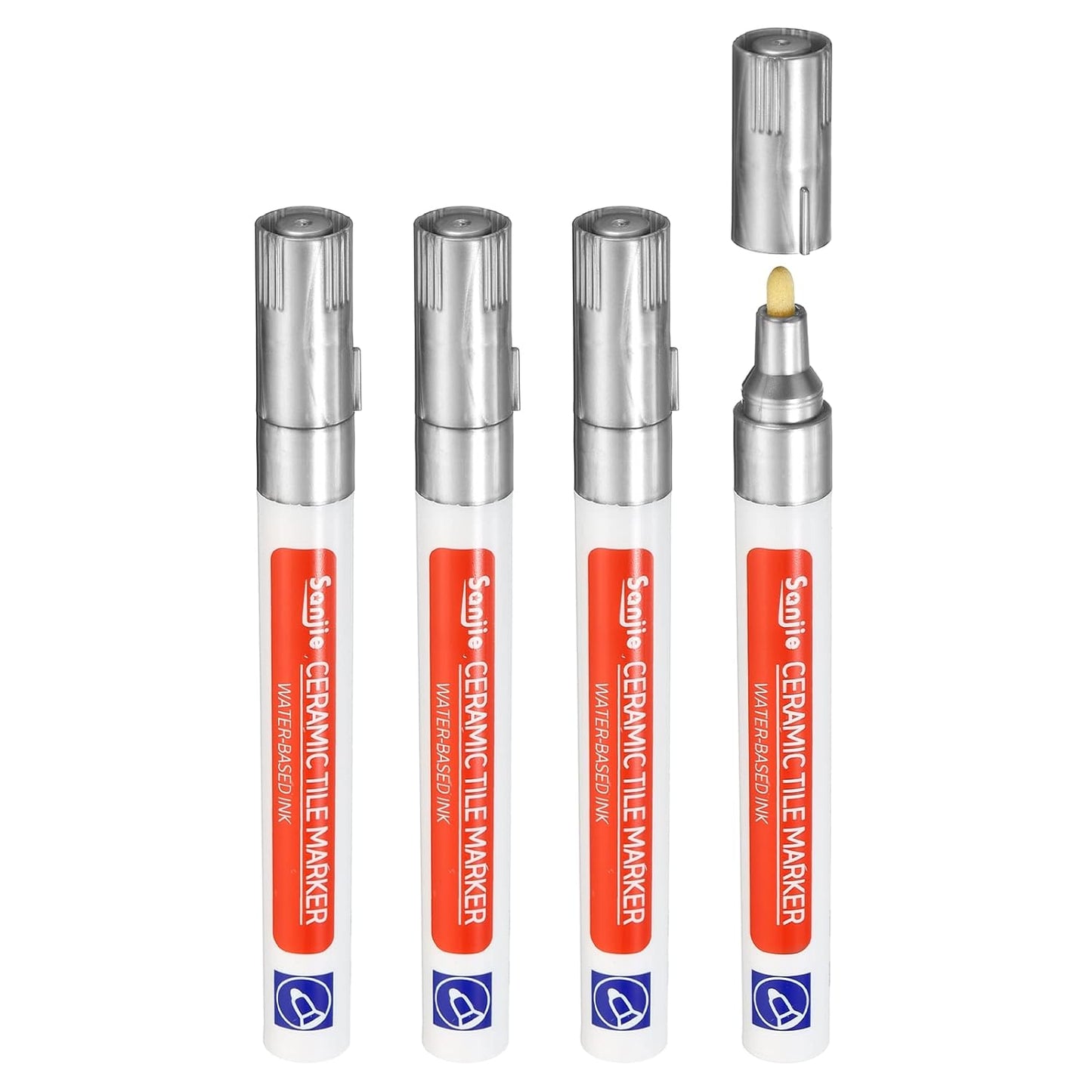 PATIKIL Grout Pen, 4 Pack Silver Tile Marker Waterproof Grout Sealer Pen Tile Repair Pens Paint Pens for Wall Floor Bathroom Kitchen Refresh