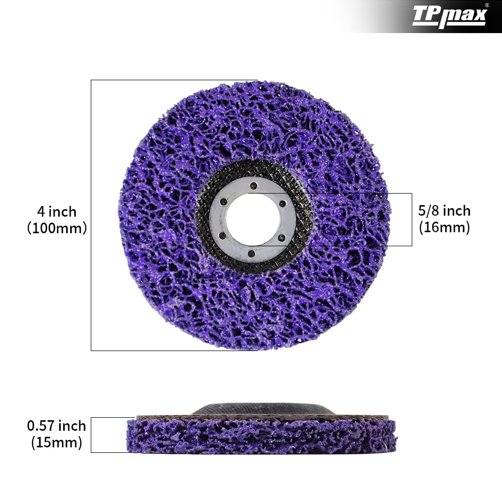 4 inch Stripping Discs Rust Remover Discs Remove Paint and Oxidation 5/8 inch Arbor Clean Discs Poly Strip Disc Angle Grinding Wheel - 10 Pack(Purple)