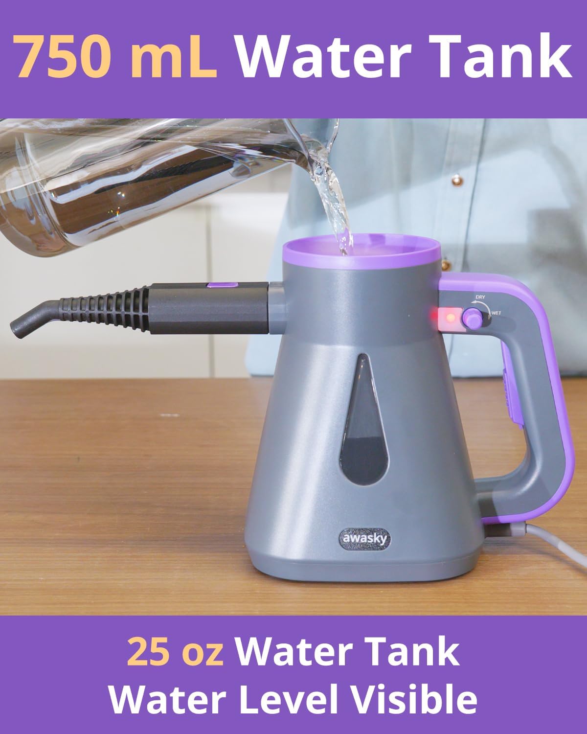 Steam Cleaner: 10s Fast Heating-Lockable Steam Trigger-Large Tank-Refill Anytime-No Cooling-14 PCS Kit-Hand Held HandHeld Multi Portable Steamer for Home Kitchen Grout Tile Shower Cleaning Grey