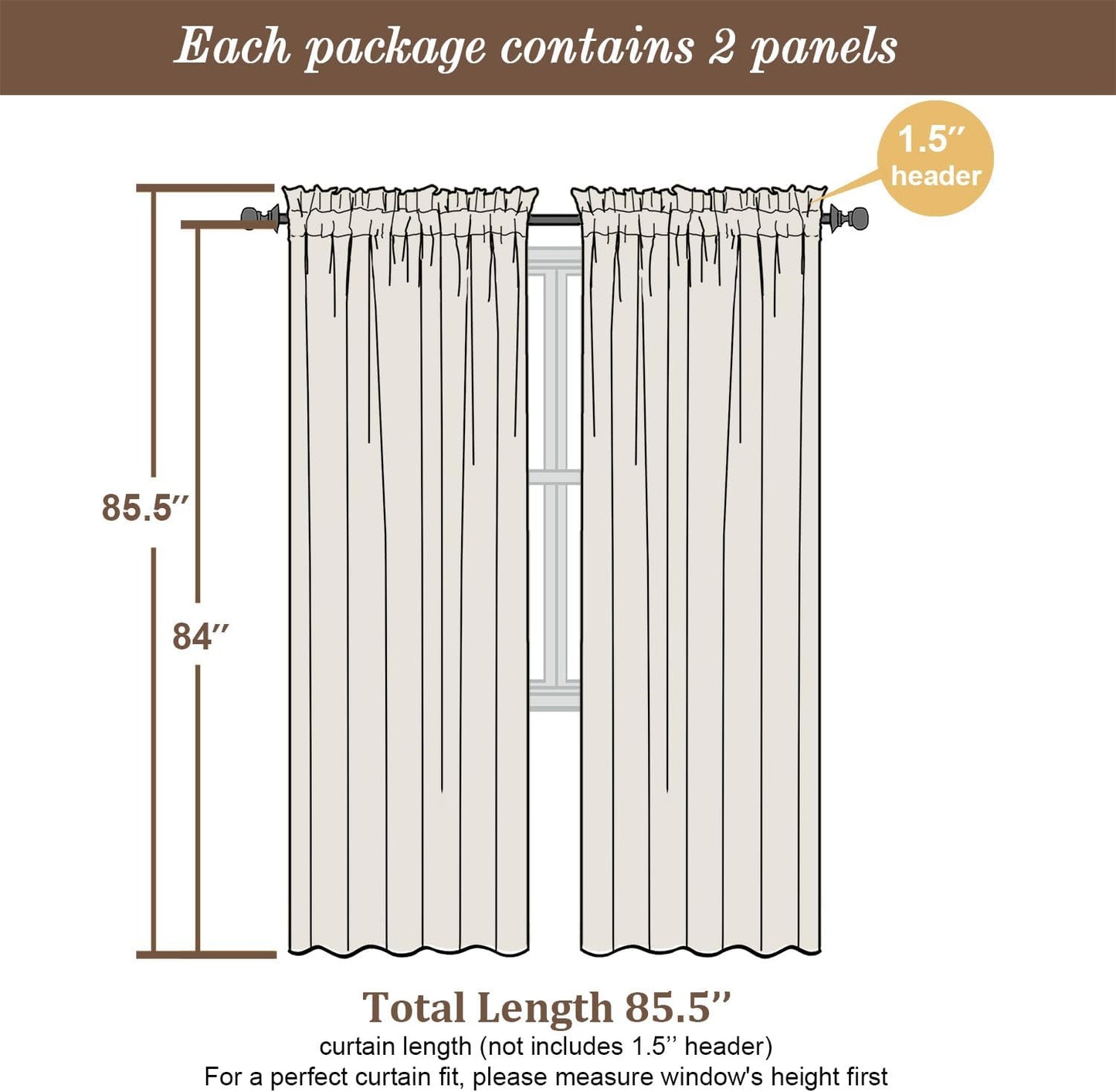 Chyhomenyc Sheer Grey Curtains 84 inches Long 2 Panels Set, Lightweight Solid Elegant Window Curtain Panels/Drapes/Treatment for Bedroom Living Room (42 X 84 Inches, Charcoal Grey)