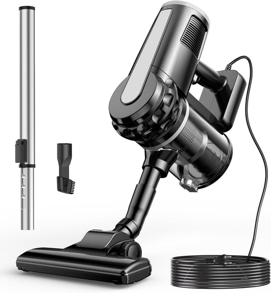 qimedo Corded Stick Vacuum Cleaner C1, 600W Plug in Stick Vacuum Cleaner for Home, Best Handheld Vacuum with Cord, Lightweight Vacuum Cleaners for Hard Floor, Carpet,Pet Hair