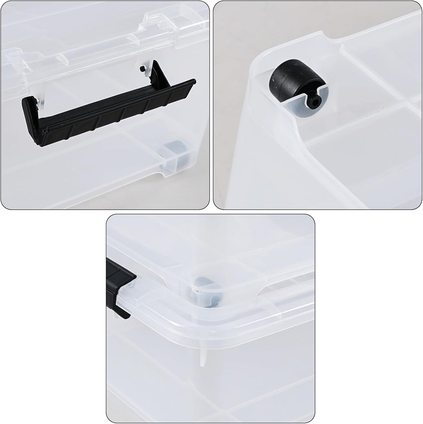 20 Quart Stackable Plastic Under Bed Bins with Lid, Set of 4 Clear Latch Storage Container with Wheels