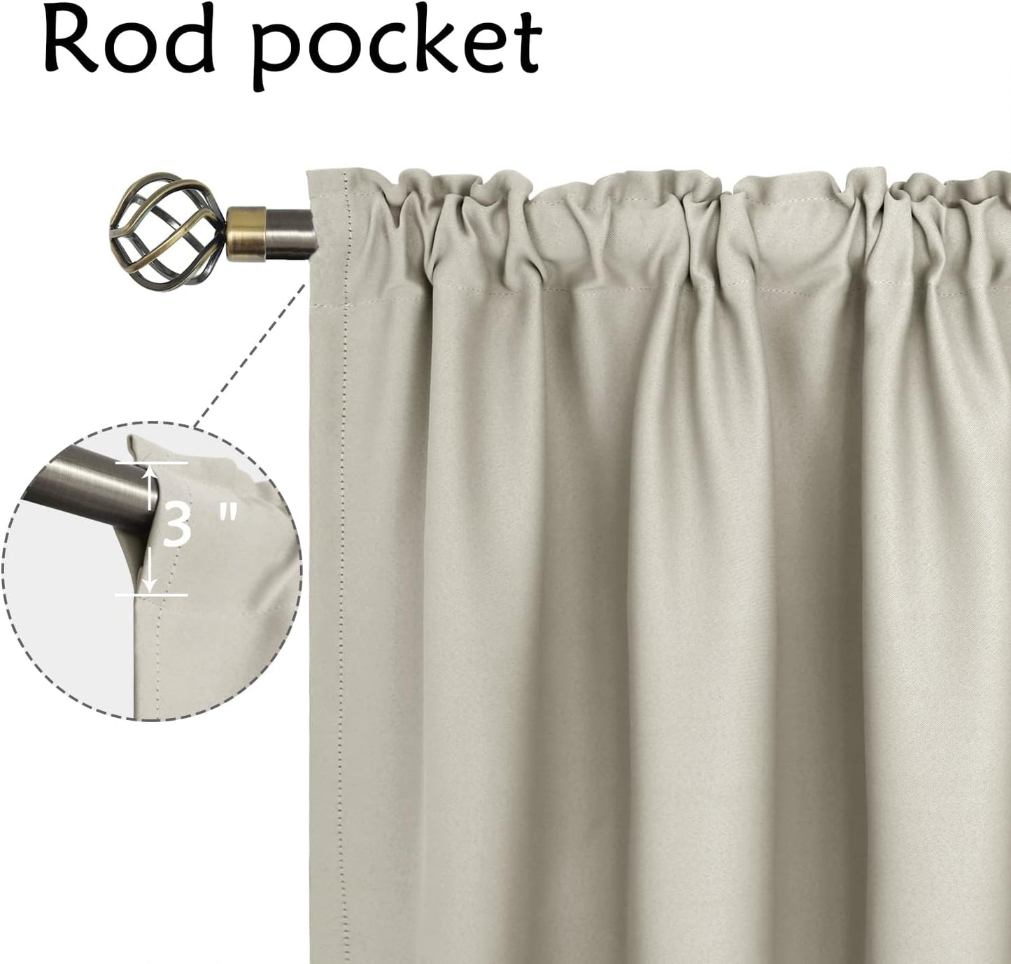 BGment Rod Pocket Blackout Curtains for Bedroom - Thermal Insulated Room Darkening Curtain for Living Room, Light Camel, 42 x 54 Inch, 2 Panels
