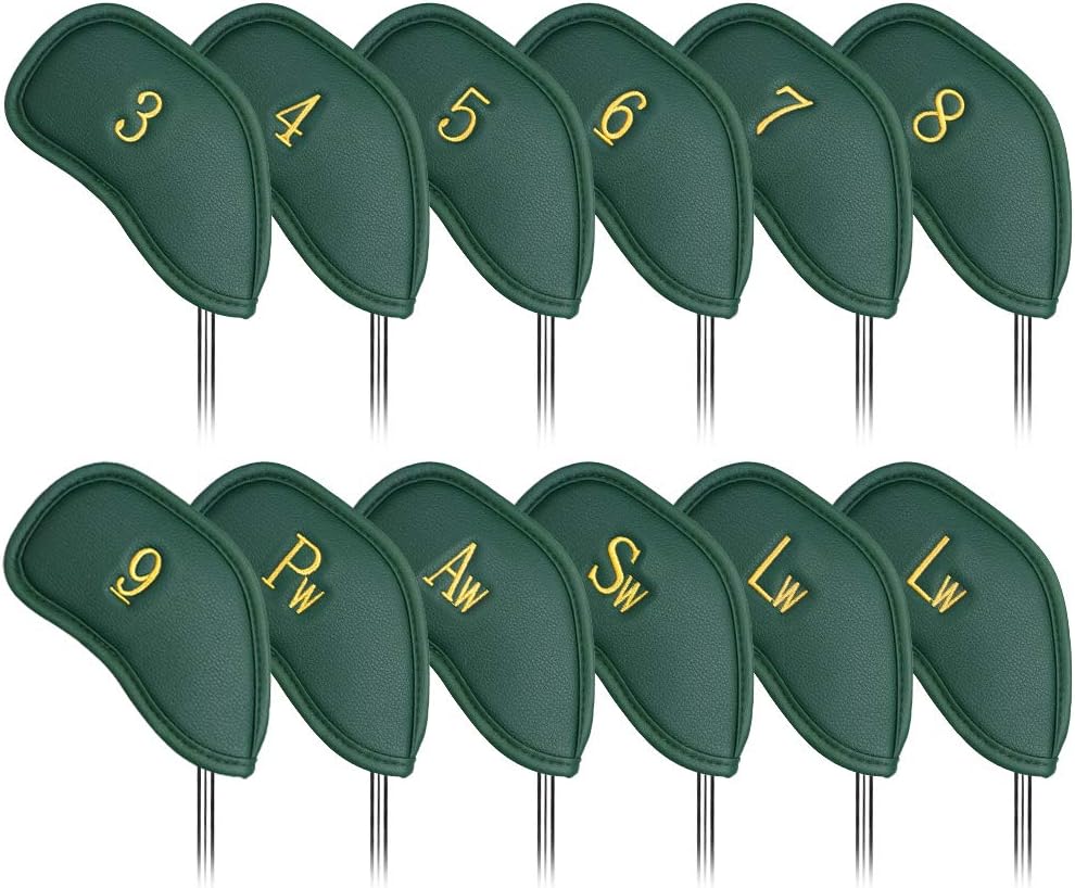 CRAFTSMAN GOLF 12pcs or 1pc Thick Synthetic Leather Golf Iron Head Covers Set Headcover Fit All Brands Callaway Ping Taylormade Cobra Etc. Also Custom Name