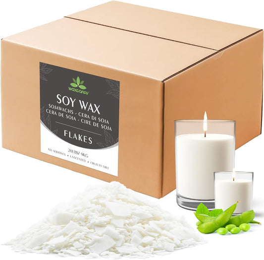 Soy Wax Flakes, Waxcanpy Natural Candle Wax, Organic Soy Wax for Candle Making from Farm, No Additives, Harmless and Pure (20lb)