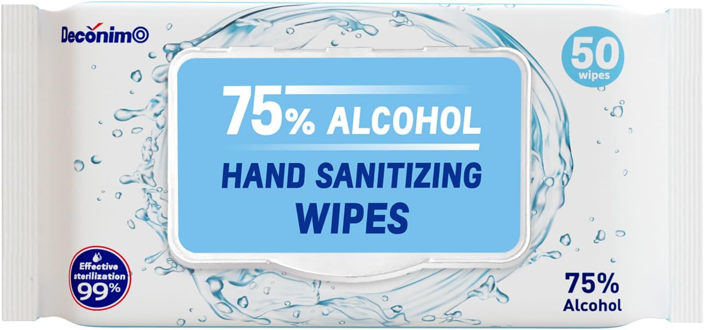 Advanced Large 75% Alcohol Hand Sanitizing Wipes, 4 Packs of 50 (200 Wipes) - (Each Wipe Size 6" x 8")