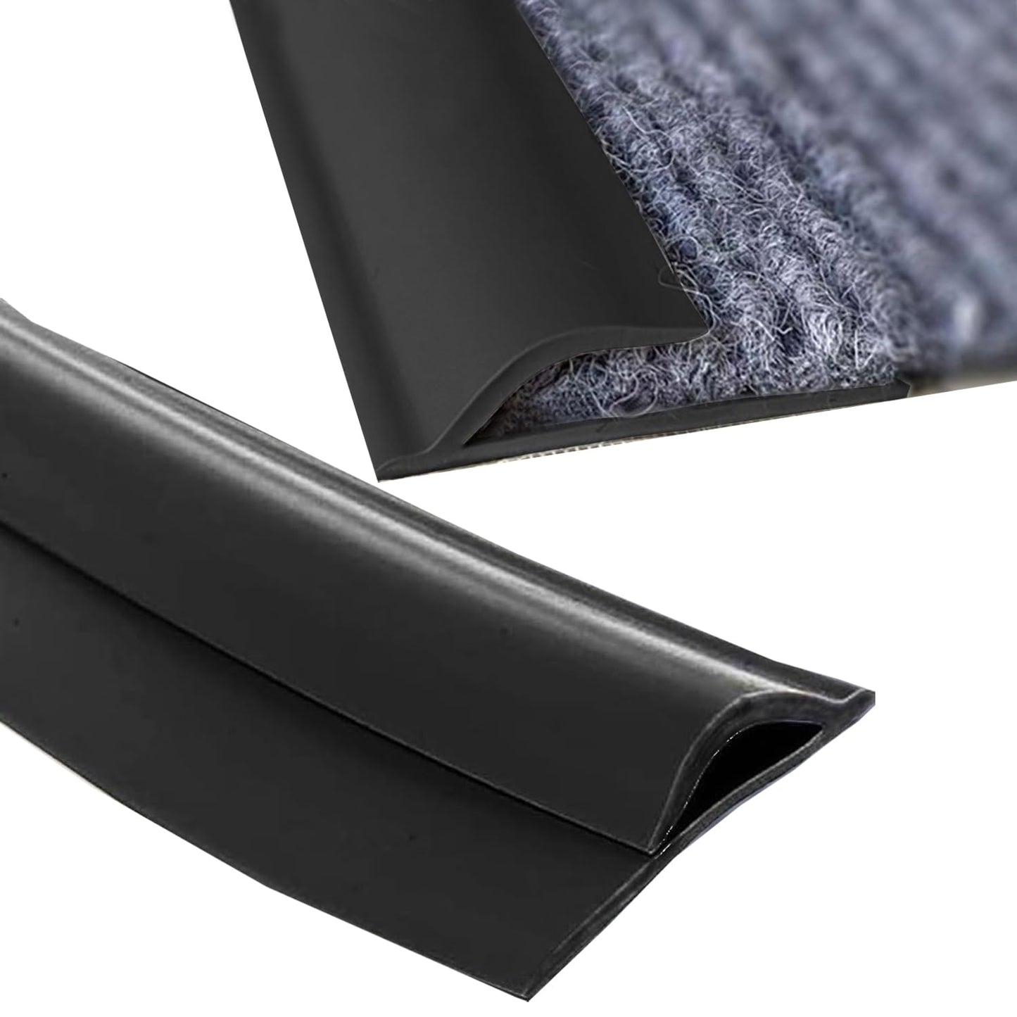 Self Adhesive Carpet Transition Strip with Edge Trim, Designed for Seamless Transitions from Carpet to Tile or Vinyl Floors, Perfect for Doorways.(Black,9 Feet)