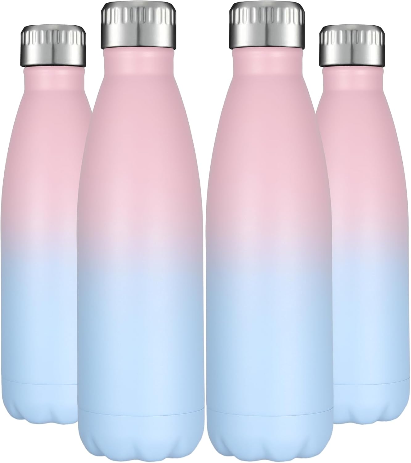 HASLE OUTFITTERS 17oz Stainless Steel Water Bottles Bulk, Vacuum Insulated Water Bottles Double Walled Reusable Metal Sports Water Bottles Keep Drinks Hot and Cold, Pink Blue, 4Packs