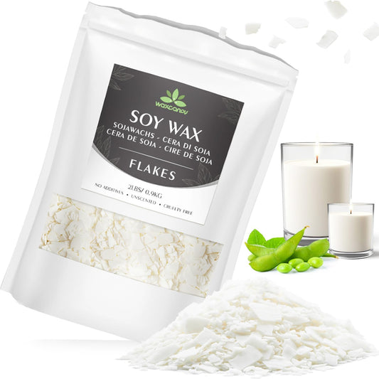 Soy Wax Flakes, Waxcanpy Natural Candle Wax, Organic Soy Wax for Candle Making from Farm, No Additives, Harmless and Pure (2lb)