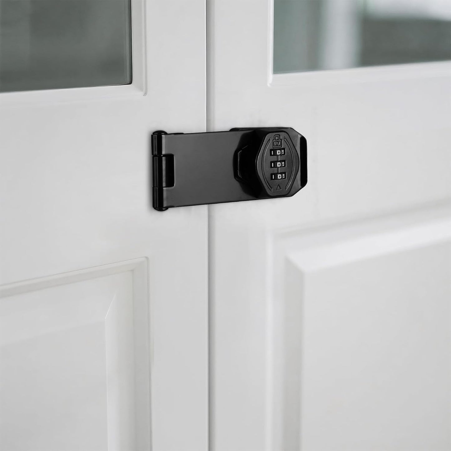 Cozy Tower 4 inch 180 Degrees Hasp Combination Lock for Cabinet, Combo Latch Lock for Cupboard, Drawer, Closet Door, Garage Fence Shed Door (Black, 1 Pack)