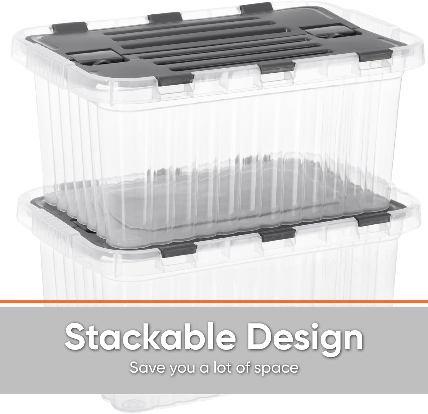 Superio Storage Bins with Lids, Clear Plastic Containers for Organizing, Stackable Totes, BPA Free, Odor Free, Organizer Boxes for Home, and Dorm (2 Pack, 15"x10"x7")