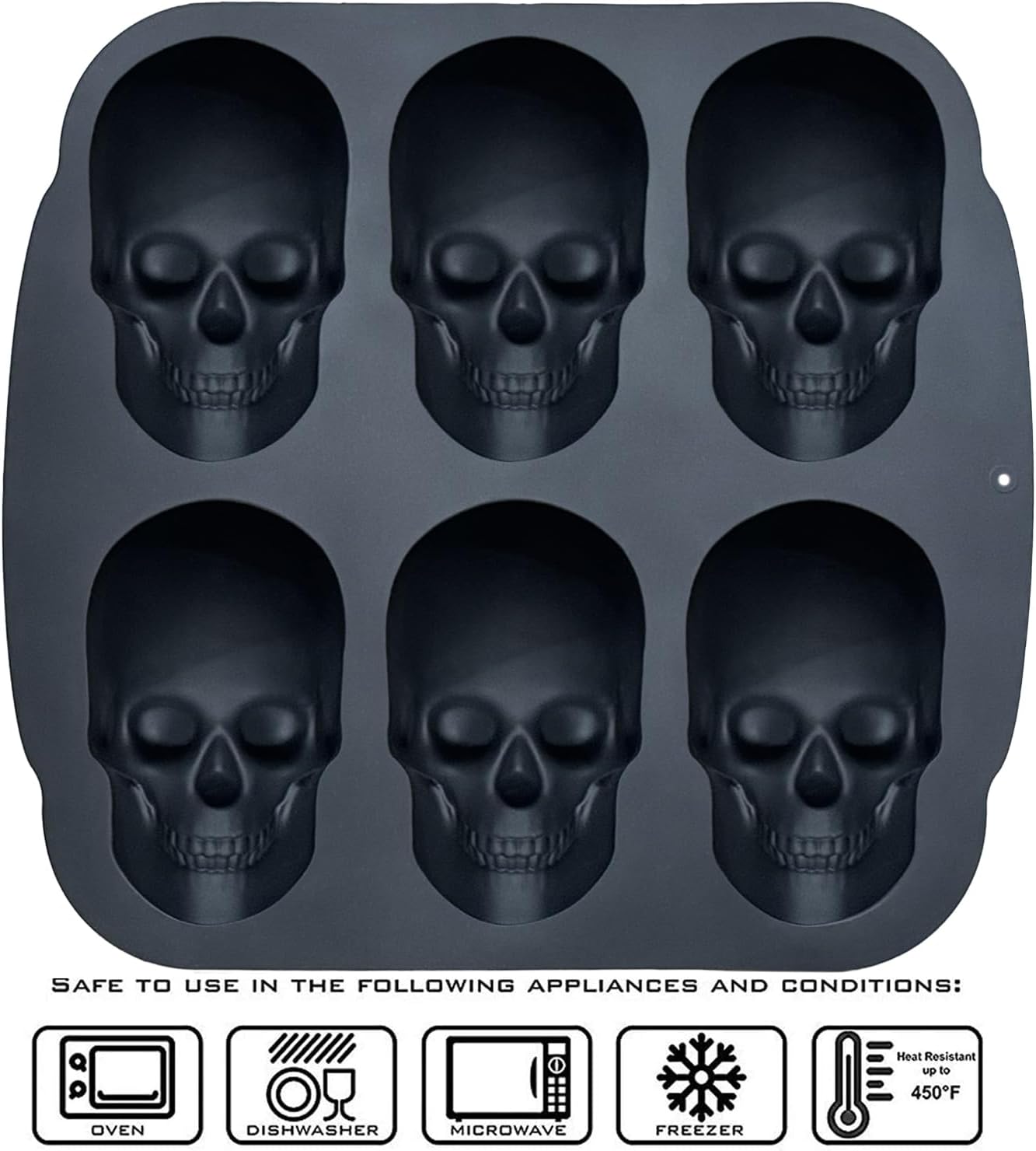 JETKONG 6 Cavity Skull Cake Pan and Silicone Skull Cakelet Mold