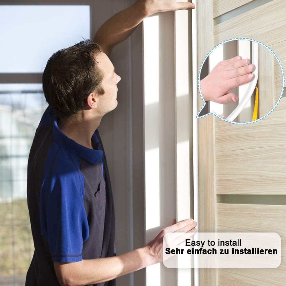 Weather Stripping Seal Strip Tape, Doors Windows Frame Self Adhesive D Type Foam Sealing Tape, 65.6Ft Rubber Soundproof Insulation Cell Foam Stripping, White