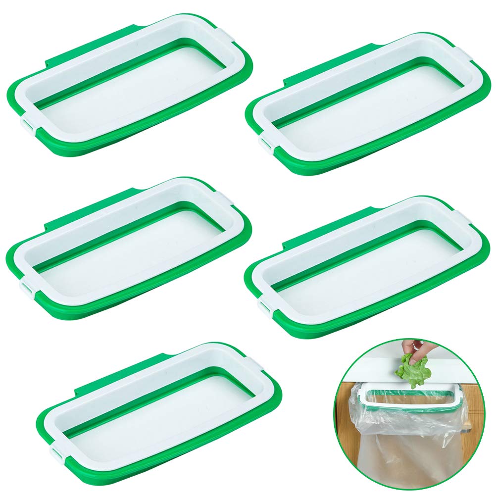 VinBee 5 PCS Portable Trash Bag Holder Hanging Trash Garbage Bag Holder Hanging Kitchen Cupboard Door Back Style Stand Trash Garbage Bags Storage Rack for Kitchen Cupboard
