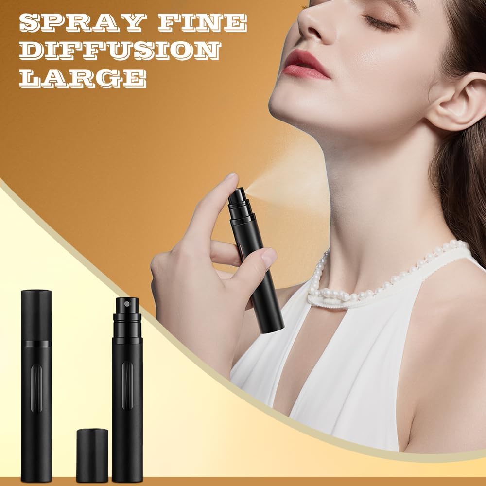 10ml Perfume Atomizer Travel Refillable, 3PCS Perfume Travel Refillable Bottle,Bottom-Filling Fragrances Perfumes Bottle,Mini Cologne Dispenser,Portable Sprayer（Black-Grey-Silver）