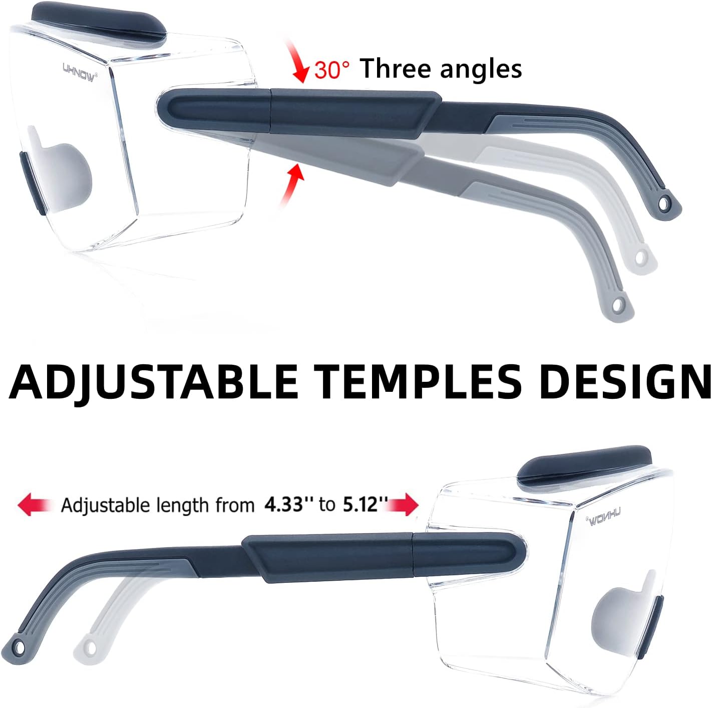 UKNOW Safety Goggles Over Glasses, Safety Glasses Anti Fog Wraparound Eye Protection, Protective Eyewear ANSI Z87.1