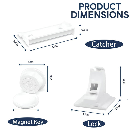 12 Pack Magnetic Cabinet Locks Baby Proofing, Child Proof Cabinet Locks, Child Safety Cupboard Drawers Latches - Adhesive Easy Installation