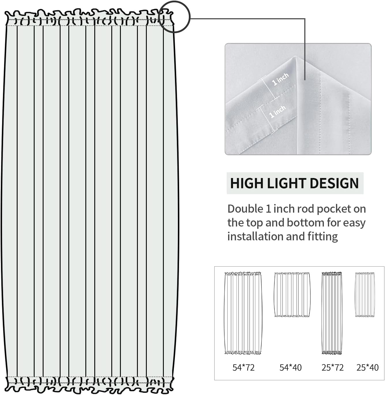 DWCN French Door Curtains – Rod Pocket Thermal Blackout Curtain for Doors with Glass Window, Kitchen and Patio Doors for Privacy, 54 X 72 Inches Long, 1 Curtain Panel with Tieback, Greyish White