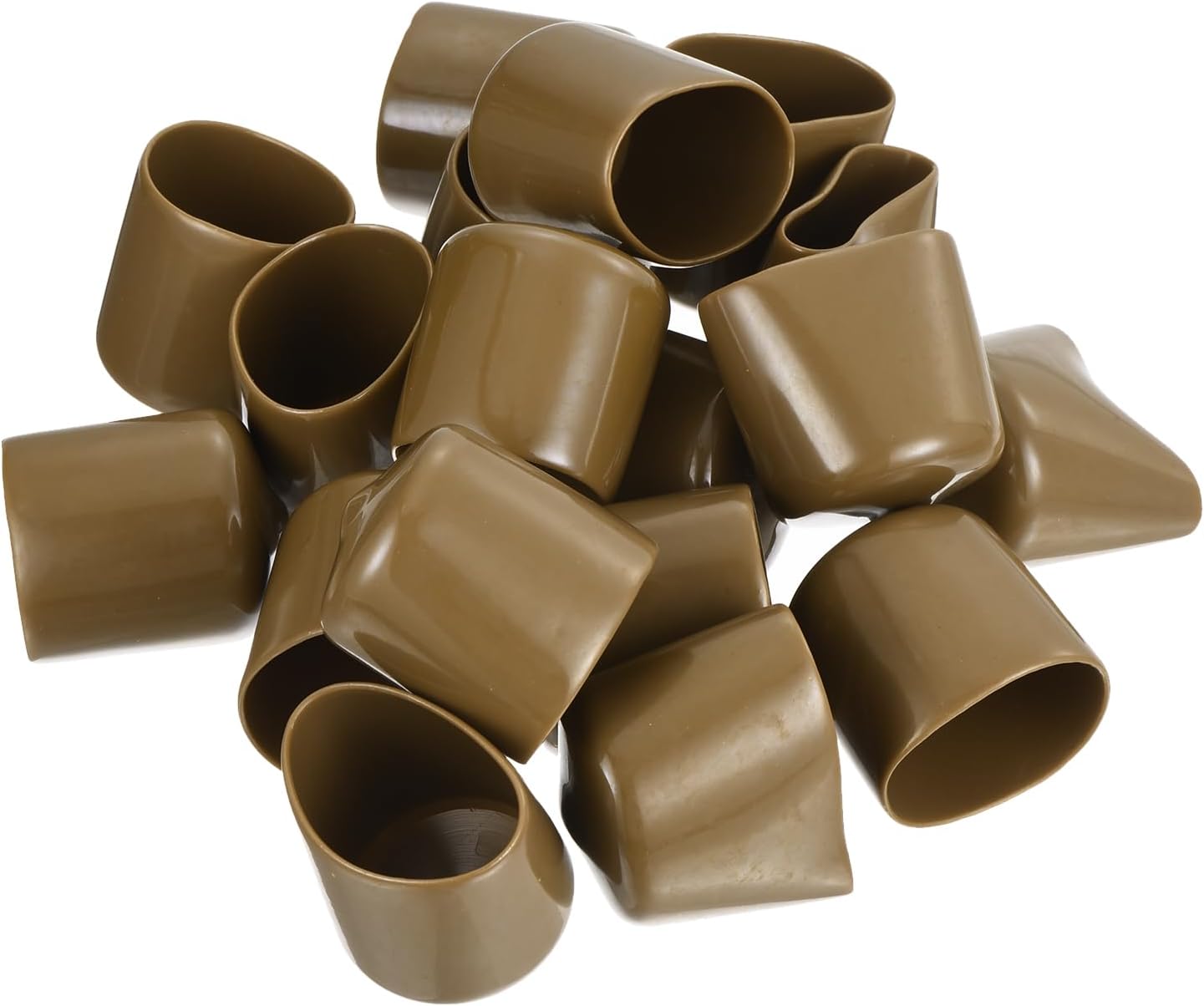 uxcell 20pcs Rubber End Caps 30mm(1 3/16") ID Vinyl PVC Round Tube Bolt Cap Cover Screw Thread Protectors Light Brown
