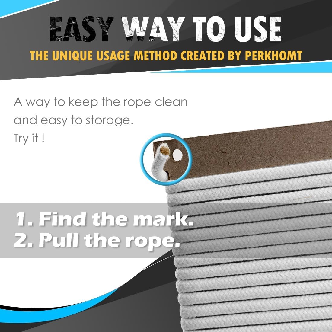 PerkHomy 500lb Cotton Rope 3/16" (5mm) 50 ft Multi Purpose Utility Diamond Braided Cord, Natural Cotton for Clothes Line Camping Crafting Flag Pole, Navy Blue