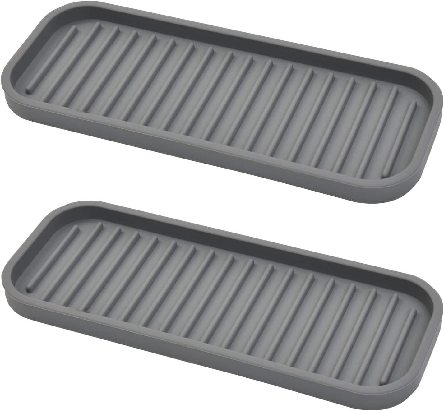 Mofason Silicone Sponge Holder, Tray for Soap and Sponge, Kitchen Sink Tray, Accessories to Help You Clean Kitchen Sink Sponge Rack（Gray, 2 Pack）