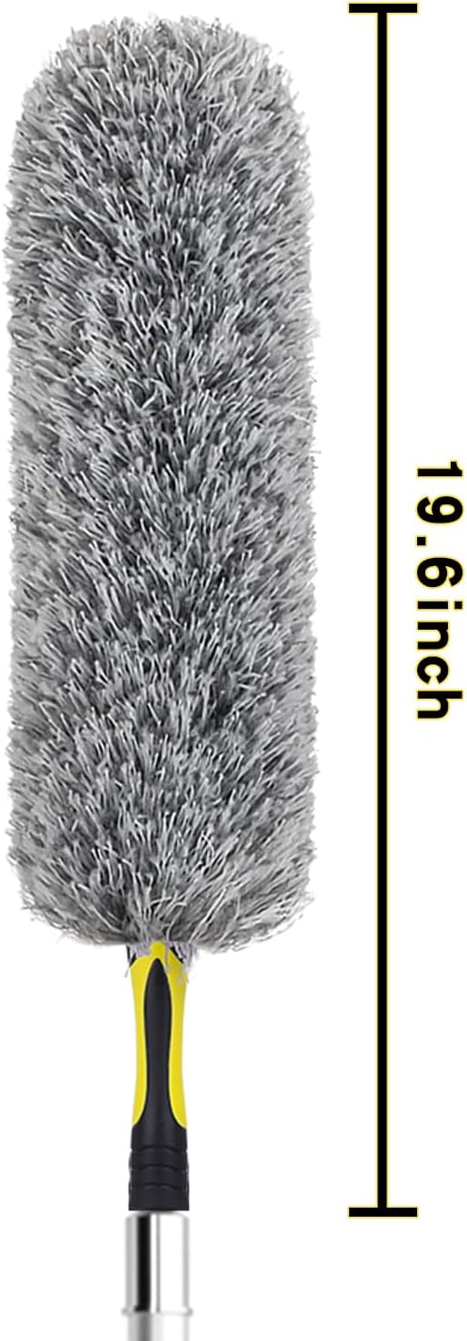 Flexible Microfiber Feather Duster, Electrostatic & Bendable Ceiling Fan Duster, Non-Slip Hand-Grip, Fits All Extension Poles with Standard US Acme Thread (Pole Sold Separately)