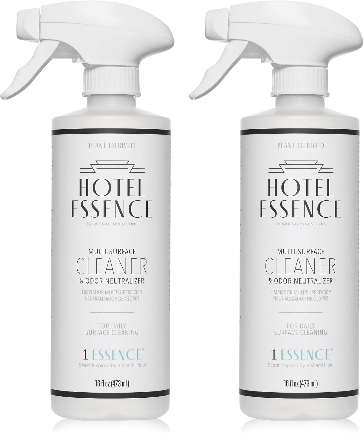 Hotel Essence Cleaner: Plant-Based Multi-Surface Cleaner & Odor Neutralizer, 16 oz, Leather, Cardamom, Lemon, Sandalwood, Cedarwood, Cinnamon, Vetiver, Amber, Musk, Iris, 16 Fl Oz (2)