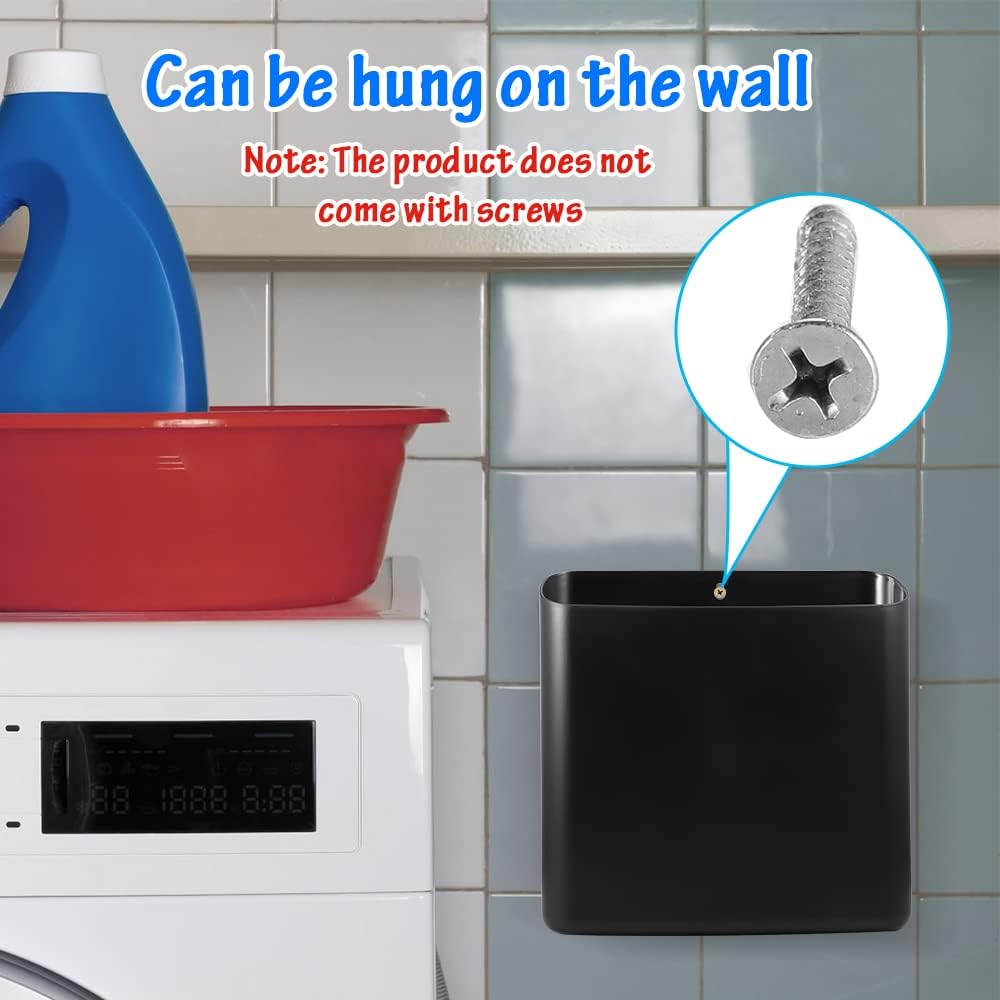 Picowe Magnetic Laundry Storage, Large Lint Holder Bin for Laundry Room, Space-Saving Trash Container Hanging on Dryer, Washer or Wall Mount Trash Bin (Black)