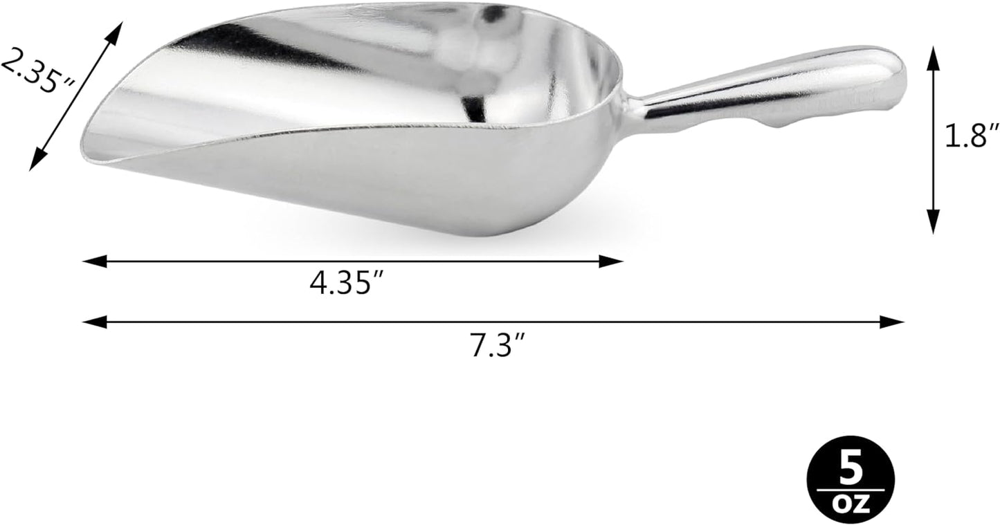 New Star Foodservice 34509 One-Piece Cast Aluminum Round Bottom Bar Ice Flour Utility Scoop, 5-Ounce, Silver (Hand Wash Only)