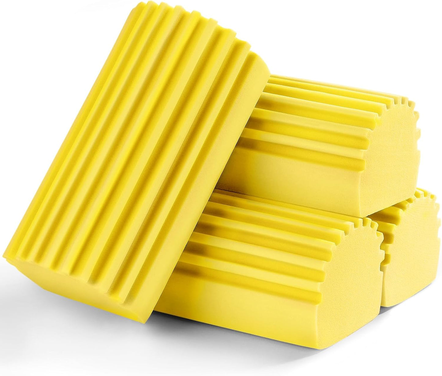 4-Pack Damp Clean Duster Sponge Brush for Cleaning Blinds, Glass, Baseboards, Vents, Railings, Mirrors, Window Track Grooves and Faucets (Yellow)