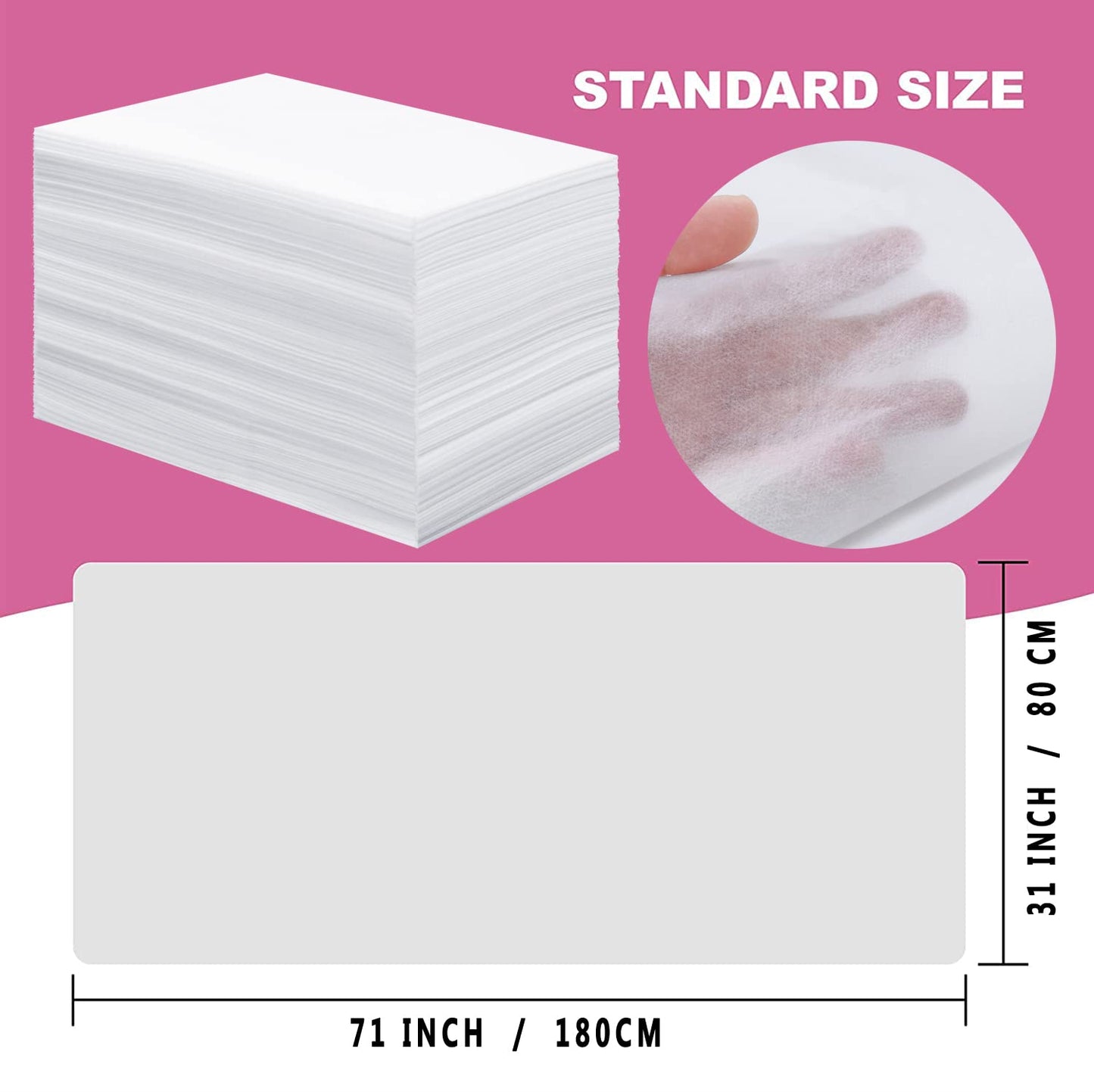 Disposable Bed Sheets 200 Pcs 31" x 71" Massage Table Sheets Non Woven Fabric SPA Bed Cover Breathable for Massage Beauty Tattoos(White)