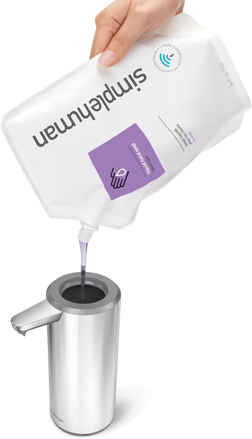 simplehuman 9 oz. Touch-Free Automatic Rechargeable Sensor Pump, Brushed Stainless Steel, New