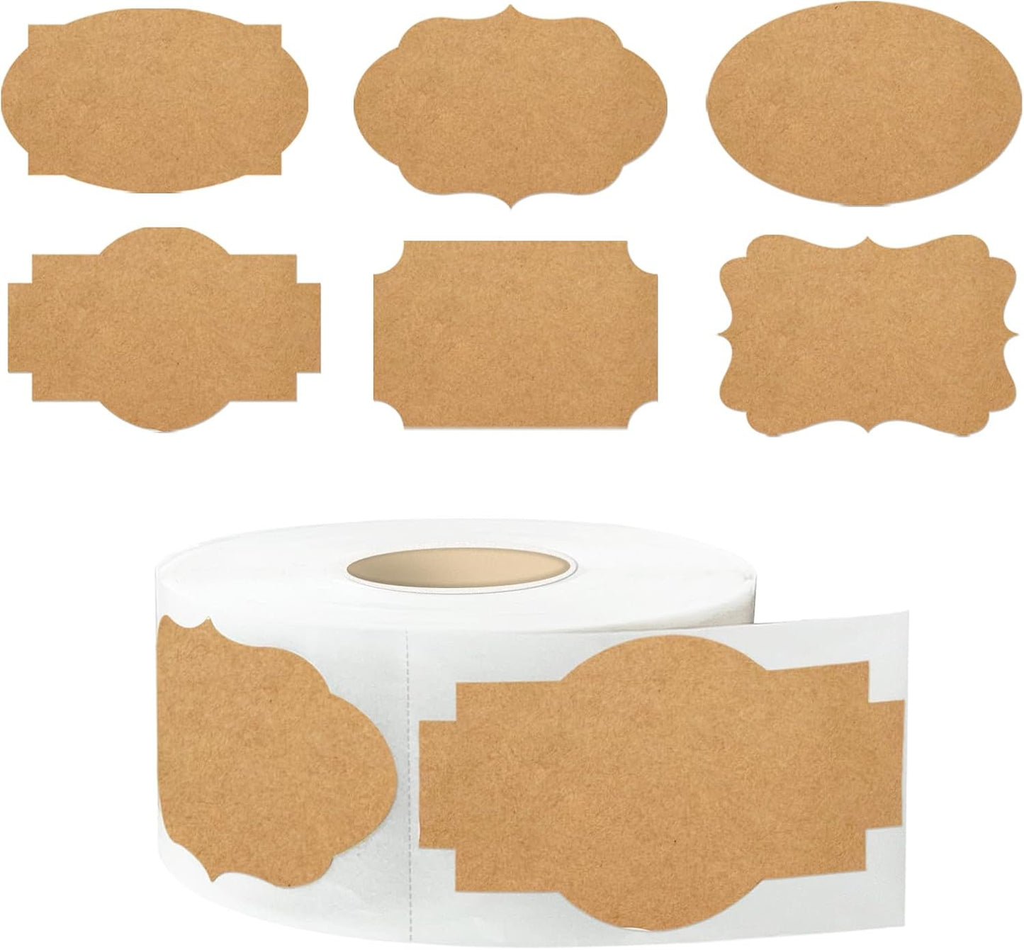 350 PCS Gift Tags Stickers Name Labels Stickers,2" x 1.2" Fancy Shape Stickers Self-Adhesive Handmade Bottle All-Purpose Jar Labels for Presents Cosmetic Decoration Jars Food Craft (Dark Kraft)